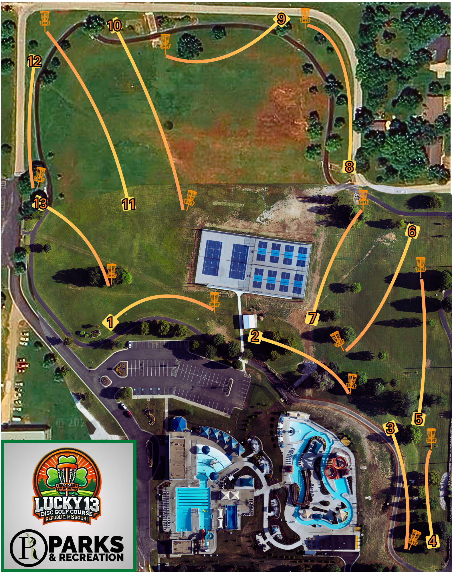 Lucky 13 Disc Golf - Temporary Course Map